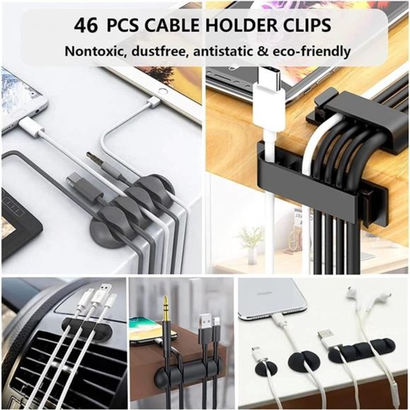 192 PCS Cable Management Kit 4 Wire Organizer Sleeve,11Cable Holder,35Cord Clips - Picture 2 of 7